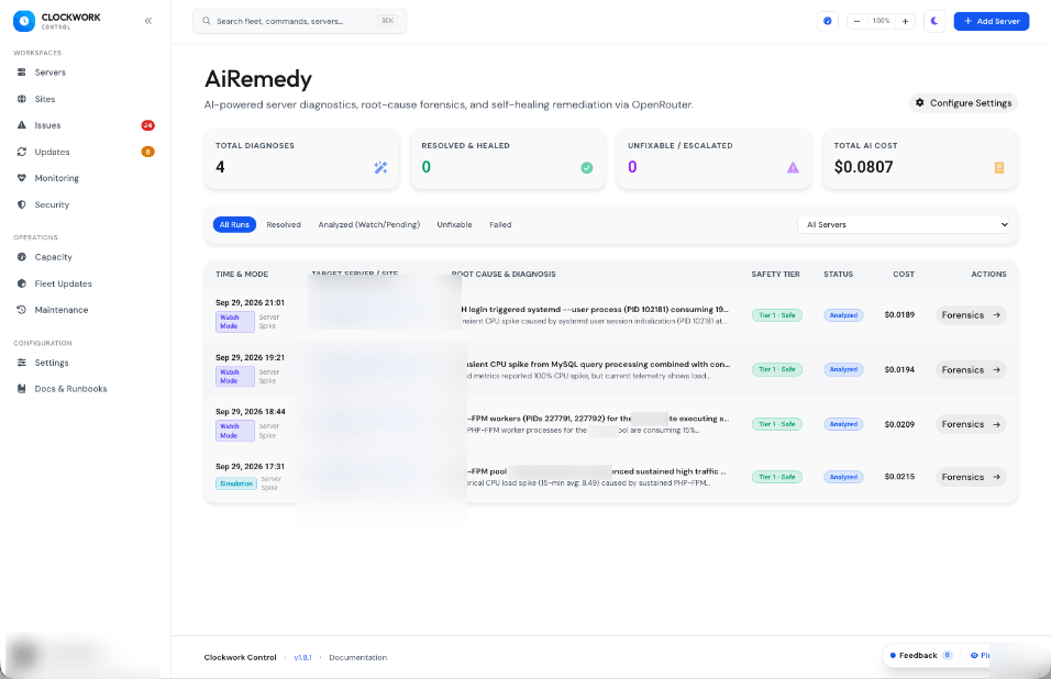 Self-Healing Servers: 24/7 Incident Triage & Cost Audit