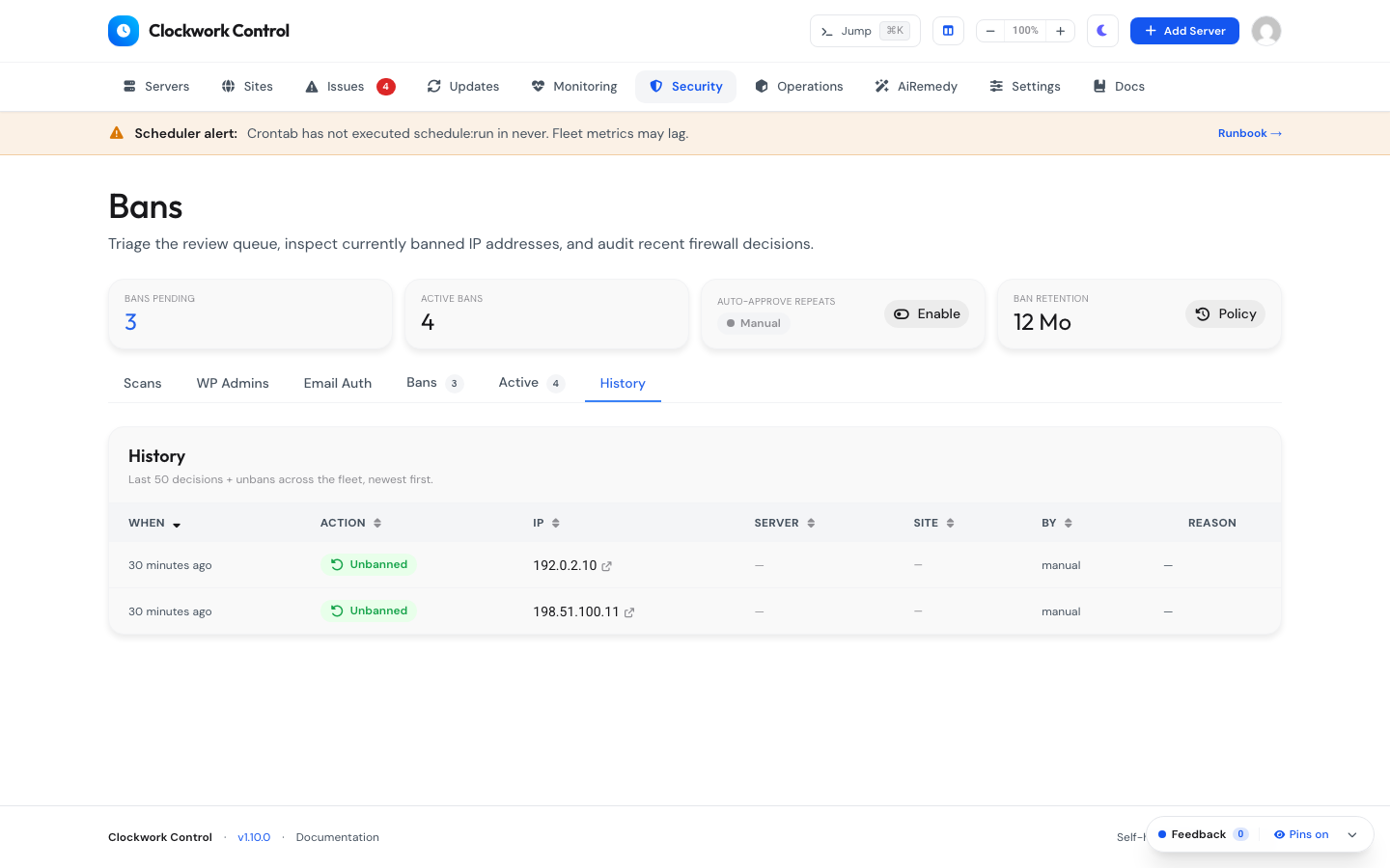 Historical Ban & Unban Audit Log