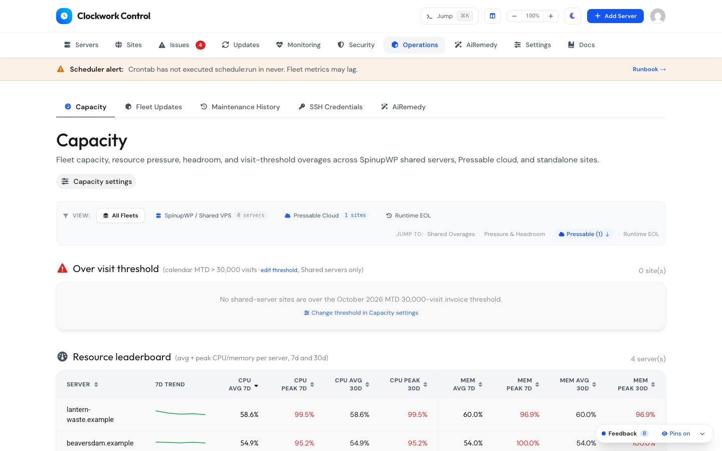 Server & Fleet Capacity Monitoring