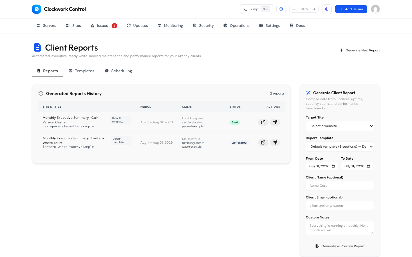 Automated Client Care Reports