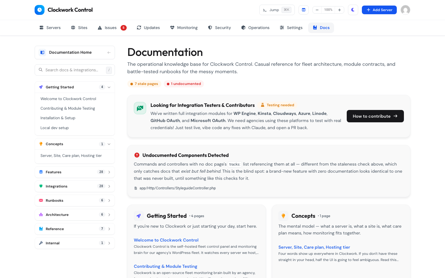 In-App Docs & Runbooks