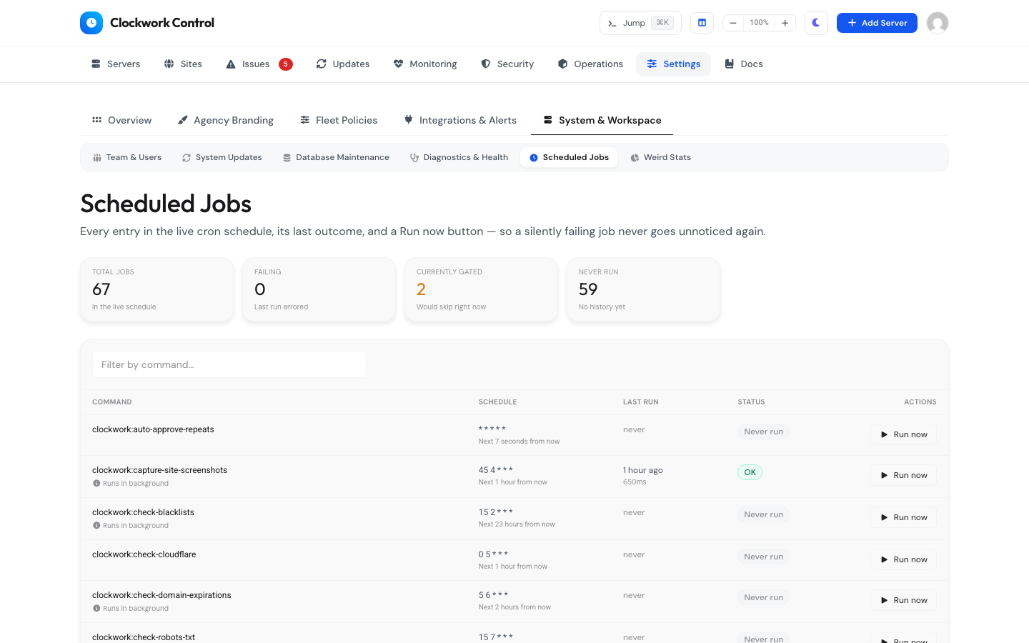 Scheduled Jobs Dashboard