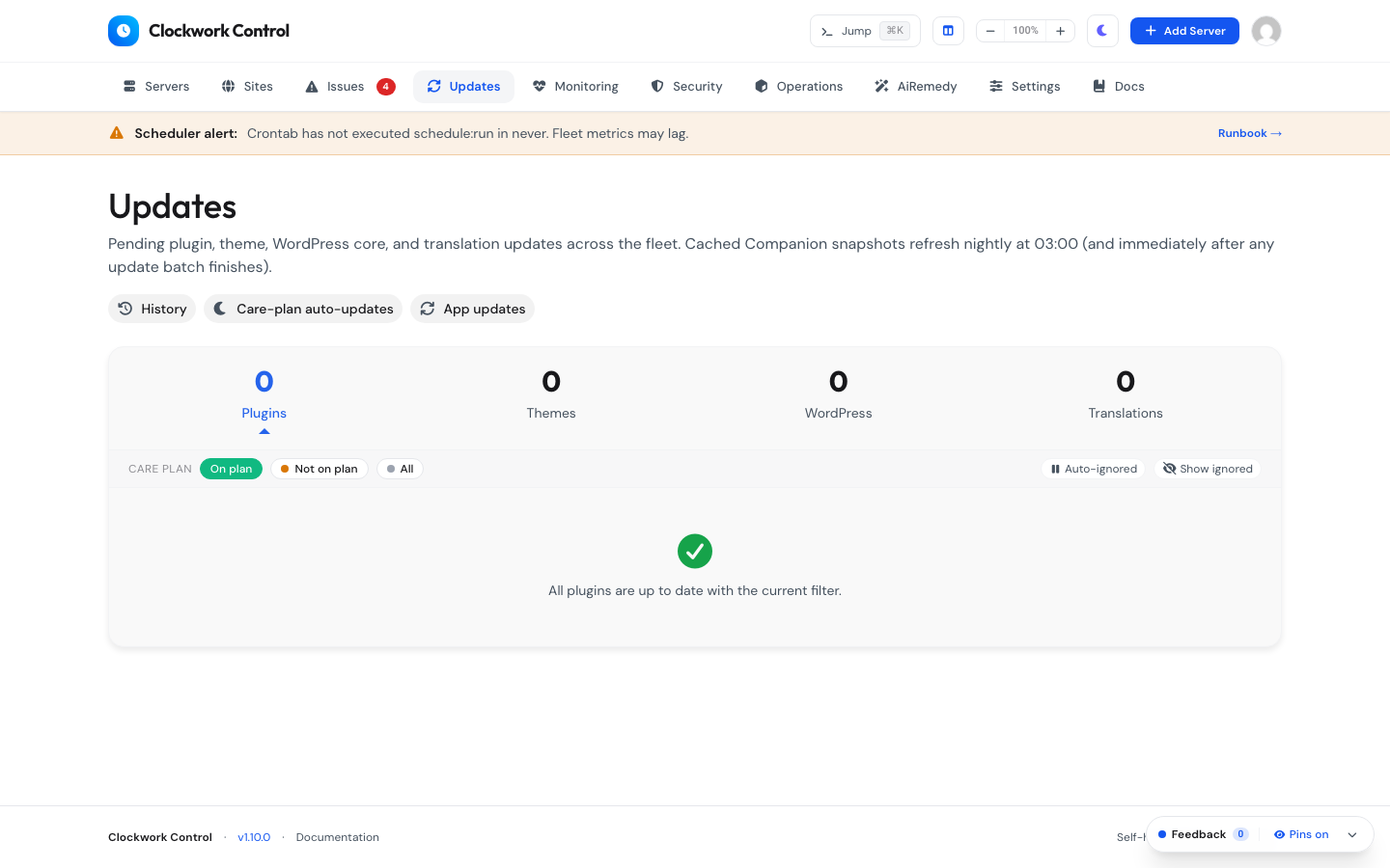 Fleet-Wide WordPress Update Queue